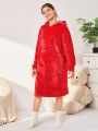 Teen Girl Drop Shoulder Hooded Flannel Nightdress