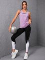 Women's 2 in 1 Tank Top With Open Back And Contrasting Color Sports Pants