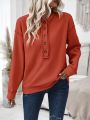 Women's Button Half Placket Drop Shoulder Sweatshirt