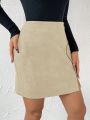 SHEIN Essnce Zip Up Split Hem Straight Skirt