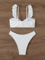 SHEIN Swim Basics Solid Color Two-piece Swimsuit Set