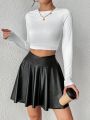 SHEIN Essnce Wrap Waist Skorts With Mobile Phone Pocket