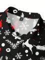 Men's Plus Size Full Print Christmas Long Sleeve Shirt