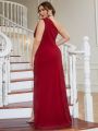 Plus One Shoulder Split Thigh Bridesmaid Dress