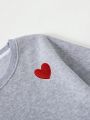 Men's Plus Size Warm Heart Embroidery Lined Sweatshirt