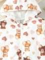 Baby Girls' Lovely Romantic Bear Printed Jacket For Spring And Summer