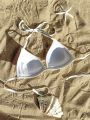 SHEIN Swim Vcay Textured Halter Bikini Top