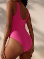 SHEIN Swim Mod Women'S Solid Color One-Piece Swimsuit