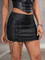 SHEIN BAE Tie Front Mini Denim Skirt