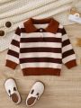 Baby Boy Striped Pattern Polo Neck Sweater