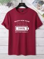 Manfinity Homme Men'S 2024 Happy New Year Pattern Short Sleeve T-Shirt