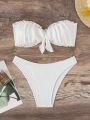 SHEIN Swim Mod Strapless Bikini Set With Ruffle Trim