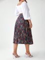 Leticiabaechtold Plus Size Women's Printed Pleated Skirt