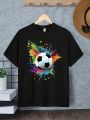 SHEIN Tween Boys' Soccer Printed T-Shirt