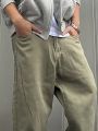 Men Slant Pocket Wide Leg Jeans