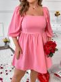 SHEIN MOD Plus Size Women's Puff Sleeve Dress