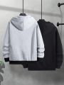 Men 2pcs Zip Up Drawstring Thermal Lined Hoodie Without Tee