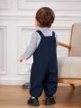 SHEIN Baby Boys' Cute Patterned Overalls Jumpsuit, Thin Fabric