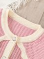 Baby Girls' Contrast Trim Long Sleeve Cardigan