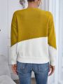 SHEIN Essnce Two Tone Contrast Sequin Drop Shoulder Sweater