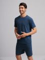 SHEIN Men Solid Top & Shorts Loungewear Set