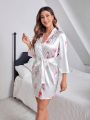 Flower Printed Robe With Waist Belt