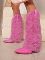 Fuzzy Slip On Boots