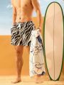 Men's Printed Beach Shorts With Drawstring