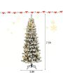 Costway 7.5FT Pre-Lit Hinged Christmas Tree Snow Flocked w/9 Modes Remote Control Lights