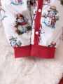 Baby Boy 2pcs Christmas Print Button Front Jumpsuit