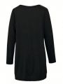 Plus Size Dual Pocket Long Sleeve T-shirt