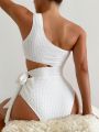 SHEIN Swim Chicsea Ladies' Solid Color Hollow Out One-Piece Swimsuit