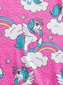 Girls Unicorn Print Ruffle Trim Sweatshirt