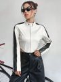 SHEIN Coolane Color-block Pu Jacket