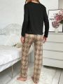 Women'S Plaid Print Long Sleeve Long Pants Pajama Set