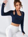 Solid Halter Neck 2 In 1 Crop Top