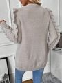 SHEIN Essnce Ruffle Trim Open Front Cardigan