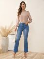 Women's Flare Jeans With Slanted Pockets