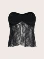 SHEIN ICON Women's Lace Splice Tube Top