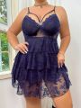 Plus Size Hollow Out Lace Nightgown