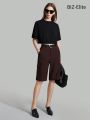 SHEIN BIZwear Women's Solid Color Cargo Knee-Length Shorts