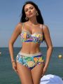 SHEIN Swim BohoFeel Women's Floral Print Swimwear Set