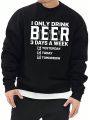 Men's Casual Round Neck Sweatshirt With Slogan Print