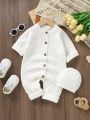 Baby Girl Button Front Knit Jumpsuit