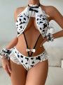 SHEIN Women's Sexy Underwear Cow Pattern Sexy One-piece