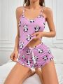 Cartoon Panda Printed Camisole Pajama Set