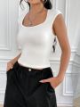 SHEIN Qutie Solid Color Cropped Tank Top