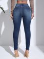 SHEIN SXY Distressed Skinny Jeans With Washed Effect