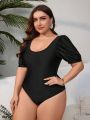 SHEIN Swim Vcay Plus Size Women's One-Piece Swimsuit With Back Bow Decoration