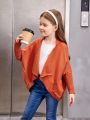 SHEIN Kids Nujoom Girls' Elegant Loose Fit Long Sleeve Cardigan